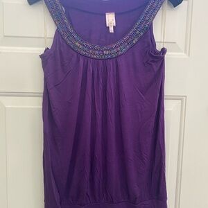 Rue21 Vibrant Purple Camisole with Beaded Neckline